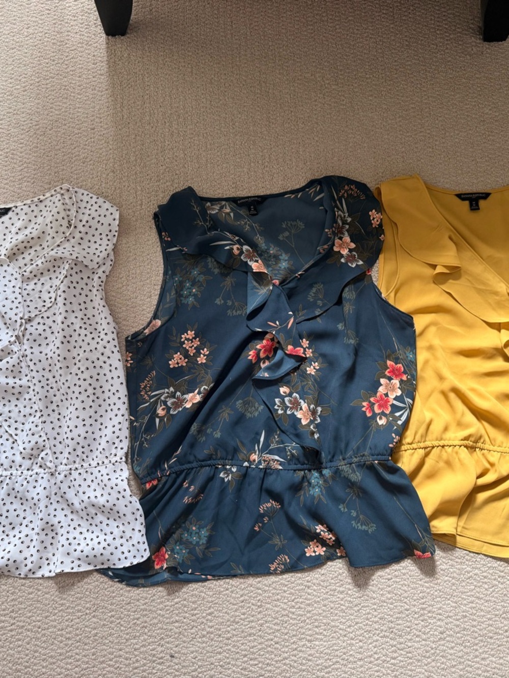 Set of 3 Banana Republic Floral Ruffle Peplum Top Medium